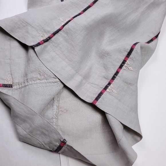 Johnny Was Gray Linen Pink Embroidered Tunic Dress Sz S - Picture 13 of 16